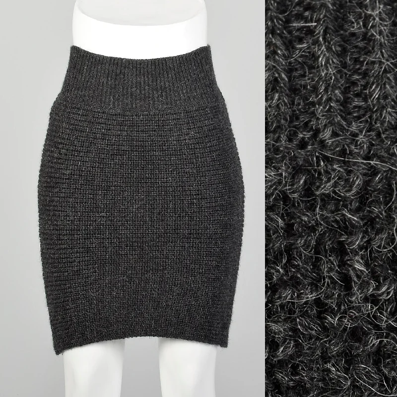 XS Chloé Gray Knit Mini Skirt lace skirt romantic