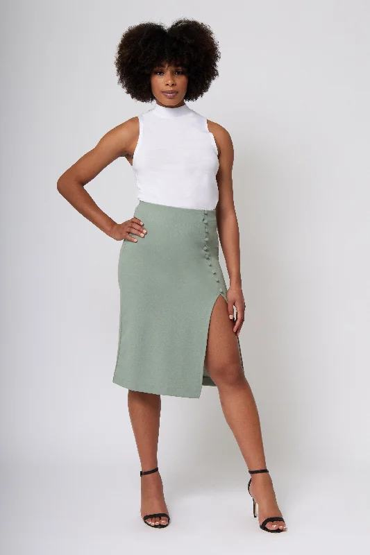 Knit Crepe Midi Wrap Skirt corduroy skirt durable