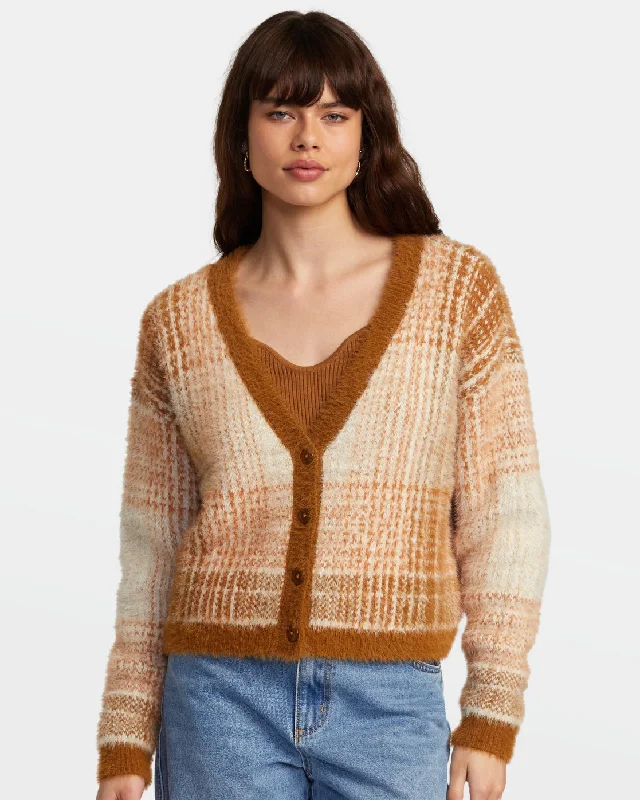 Happy Hour Cardigan - Workwear Brown Wool Fabric Cashmere Fabric Tweed Fabric