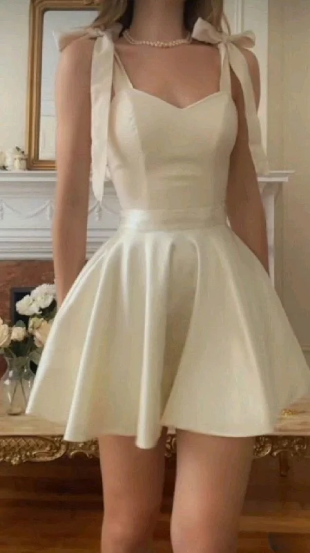 Beautiful White Straps A Line Mini Party Dress Homecoming Dress cc1714 Tunics Plaid country
