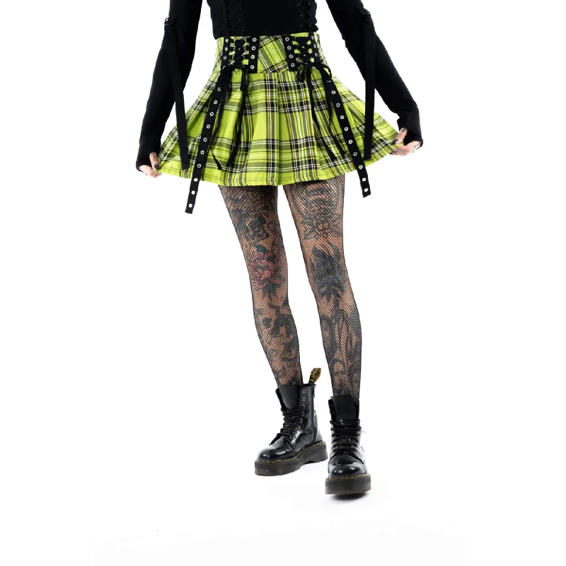 DIAZ SKIRT - GREEN CHECK chiffon skirt floaty