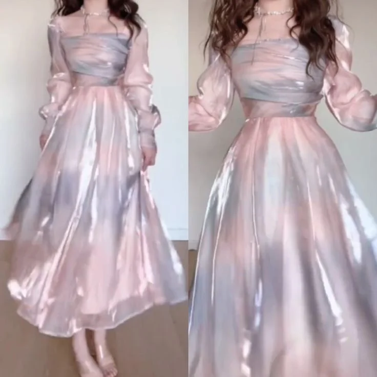 Pretty Long Sleeves A-Line Chiffon Long Party Dress Wedding Guest Dress, DP4430 Tunics Fashionable trendy Pretty Long Sleeves A-Line Chiffon Long Party Dress Wedding Guest Dress, DP4430 Tunics Fashionable trendy