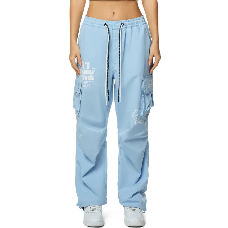 Slouched Straight Pants - Collegiate Blue High-Waist Trousers
