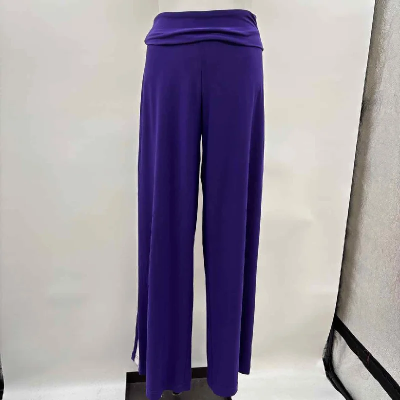 Norma Kamali Women's Size M Purple Stripe Pants Trendy Work Pants