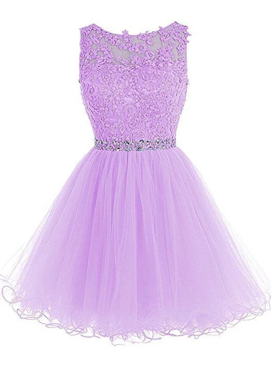 Light Purple Short Party Dress, Tulle homecoming Dress Tunics Vintage classic