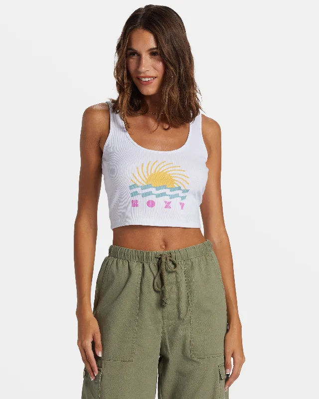 Simple Surf Dive In Cropped Tank Top - Egret comfortable tank top