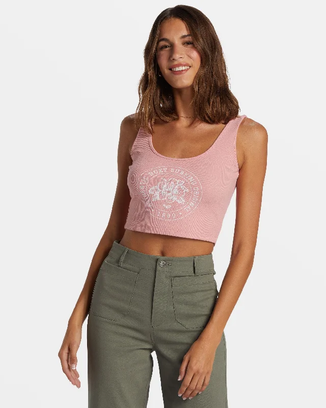 Roxy Surfing Original Cropped Tank Top - Candlelight Peach sexy tank top