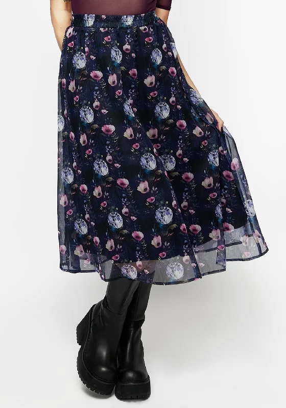 Socordia Floral Moon Chiffon Midi Skirt summer skirt style