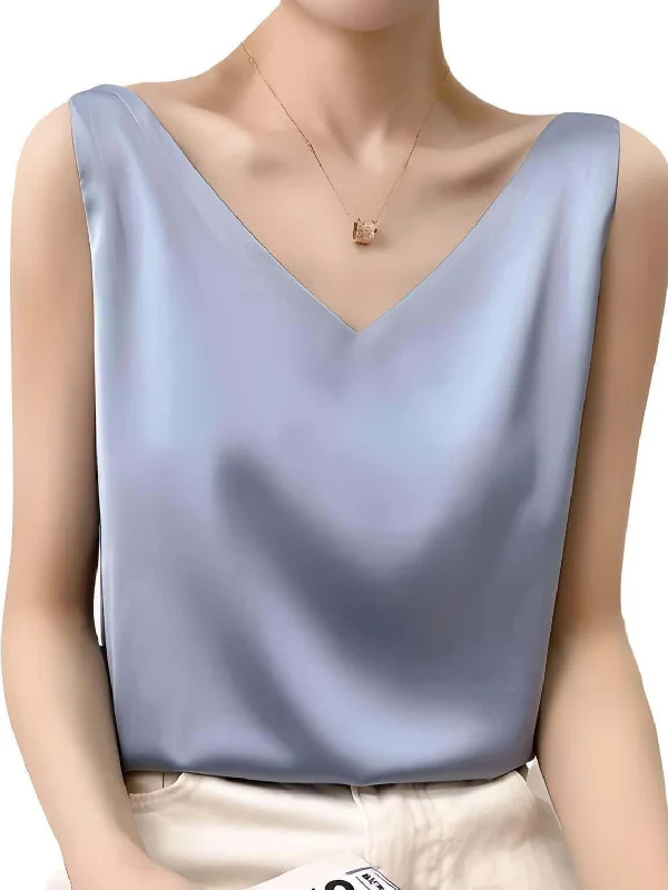 Women's Luxury Silk Tank Top rhinestone tank top
