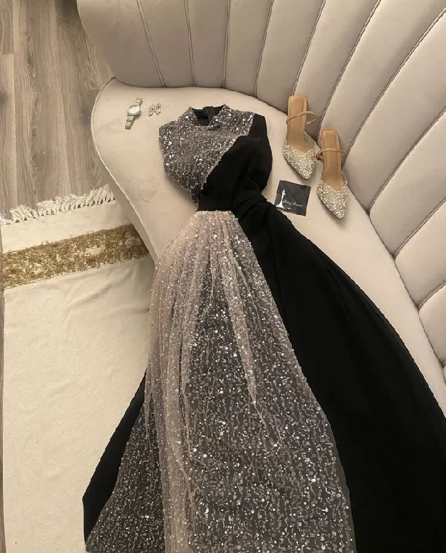 Charming Black A line High Neckline Sequin Birthay Party Dress Prom Dress cc2396 Tunics Wedding white Charming Black A line High Neckline Sequin Birthay Party Dress Prom Dress cc2396 Tunics Wedding white