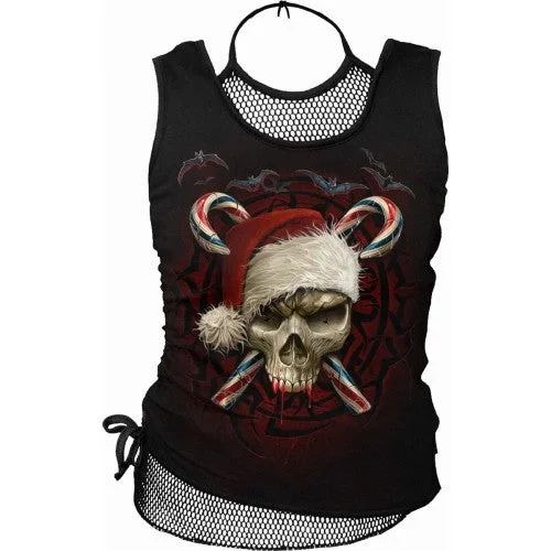Spiral Direct Womens/Ladies Candy Cane Santa 2 in 1 Sleeveless Tank Top cozy tank top