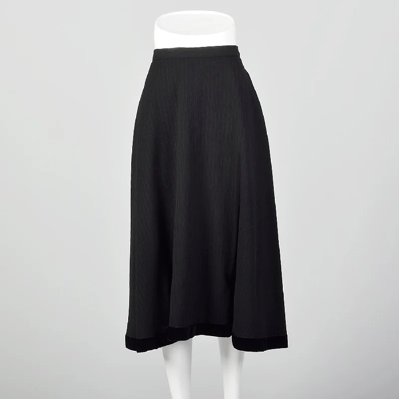 Small 1950s Black Textured Stripe Skirt corduroy skirt cozy