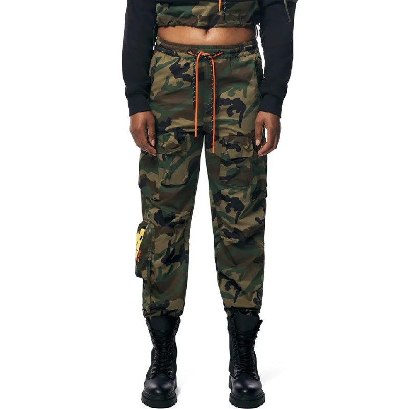 Slouched Utility Windbreaker Pants - Wood Camo Chic Checkered Pants
