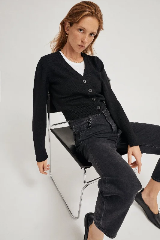 The Merino Wool Crop Cardigan Toggled Drawstring Belted