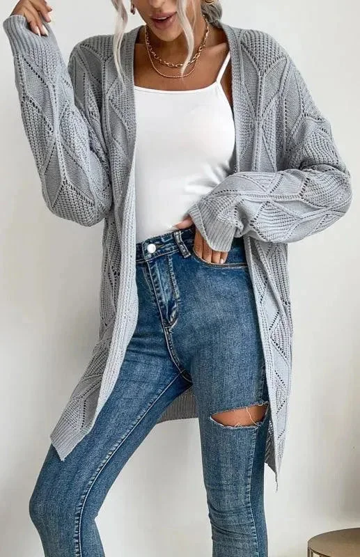 Thin Twist Women Cardigan Sweater Embroidered Appliqued Beaded