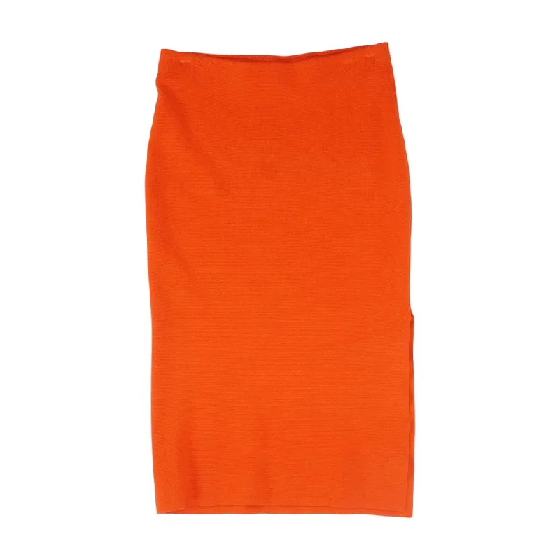 Red Solid Midi Skirt lace skirt intricate
