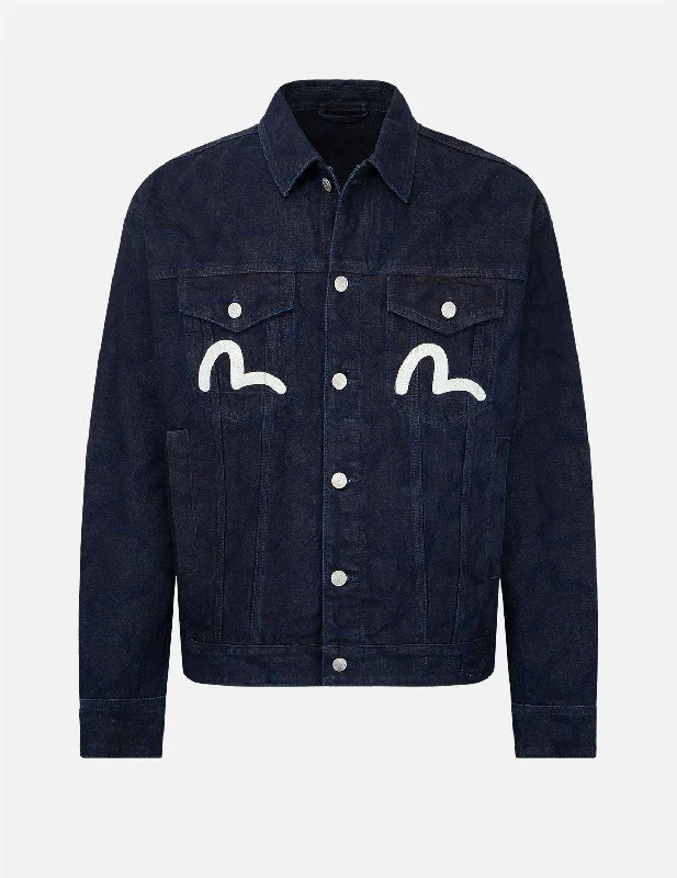 Seagull Print Denim Jacket Anorak Shell Jacket Lightweight Jacket