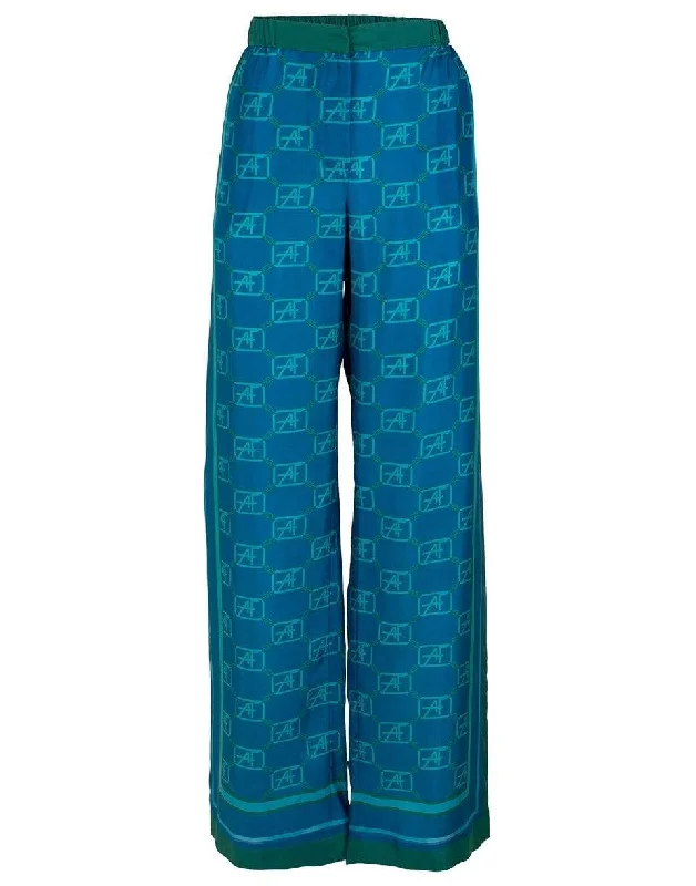 Fantasy Blue AF Silk Printed Palazzo Pant Comfortable Fleece Pants
