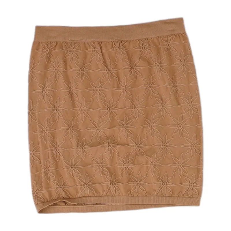 Beige Floral Mini Skirt denim skirt durable
