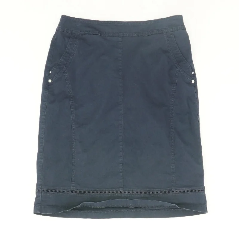 Navy Solid Midi Skirt denim skirt classic