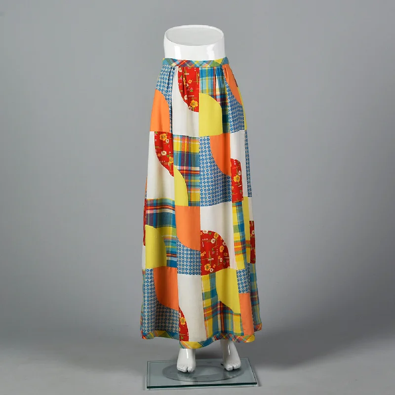 1970s Quilted Maxi Skirt linen skirt light