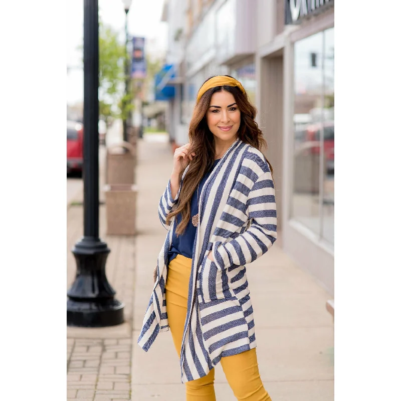 Striped Terry Tunic Cardigan Polka Dot Checkered Tartan
