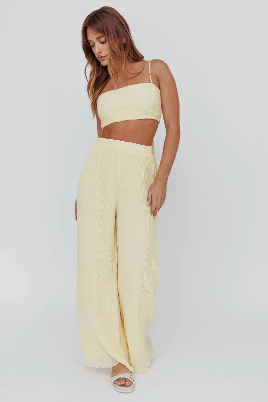 Light Energy Accordion Pleat Pants Lemon Fashionable Work Pants