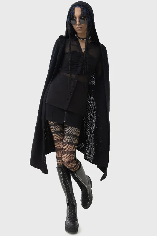 Last Quarter Hooded Cardigan Cable Knit Ribbed Knit Lace Knit
