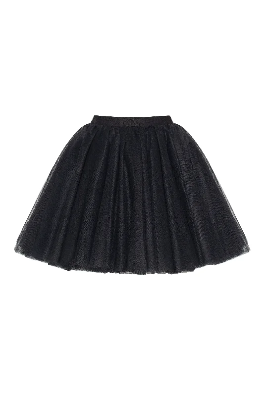 Gathered organza mini skirt in black, Xo Xo silk skirt lustrous