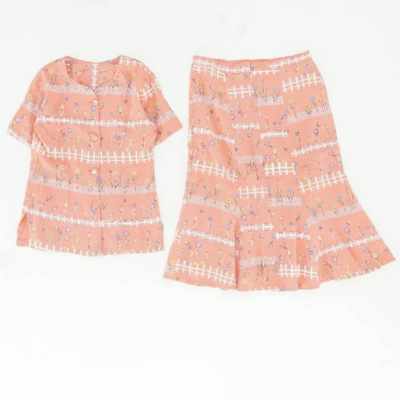 Vintage 2-Piece Button Up Skirt Suit high waist skirt