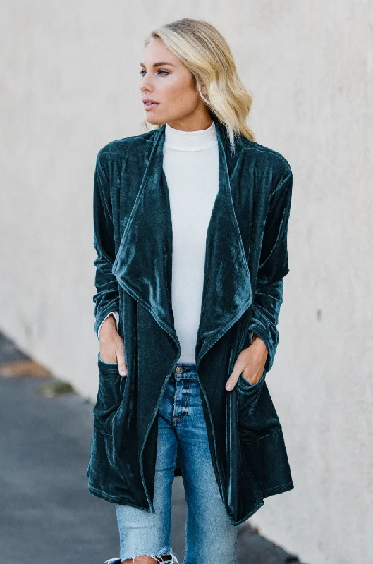 Draped in Velvet Cardigan Neon metallic Matte