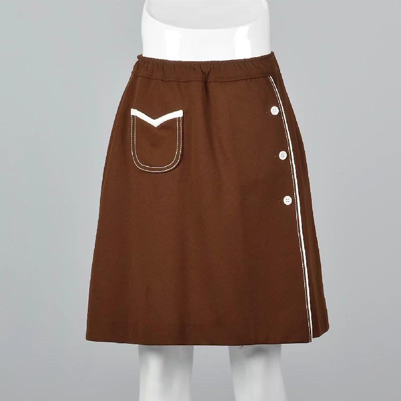 1960s Brown Skirt with Shorts boho skirt vibe