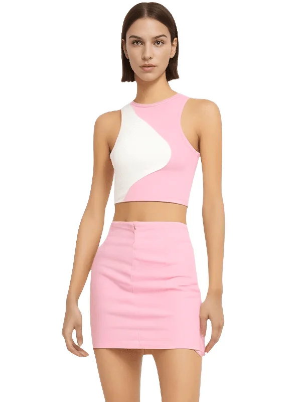 Women's Ribbed Knit Color Block Tank Top sleep tank top