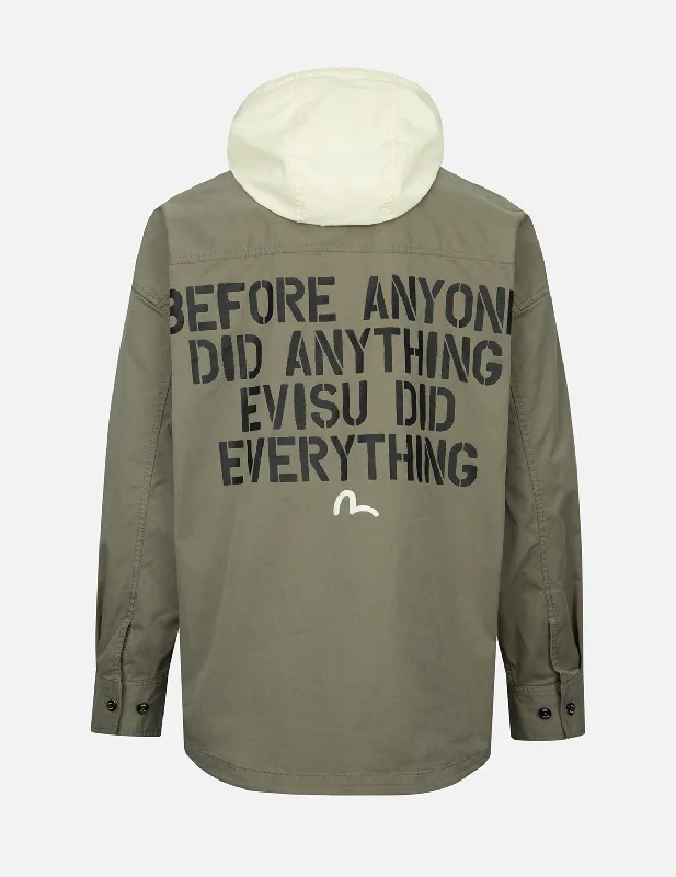 Seagull and Slogan Print Hooded Mock 2-in-1 Jacket Fitted Jacket Loose Jacket Oversized Jacket