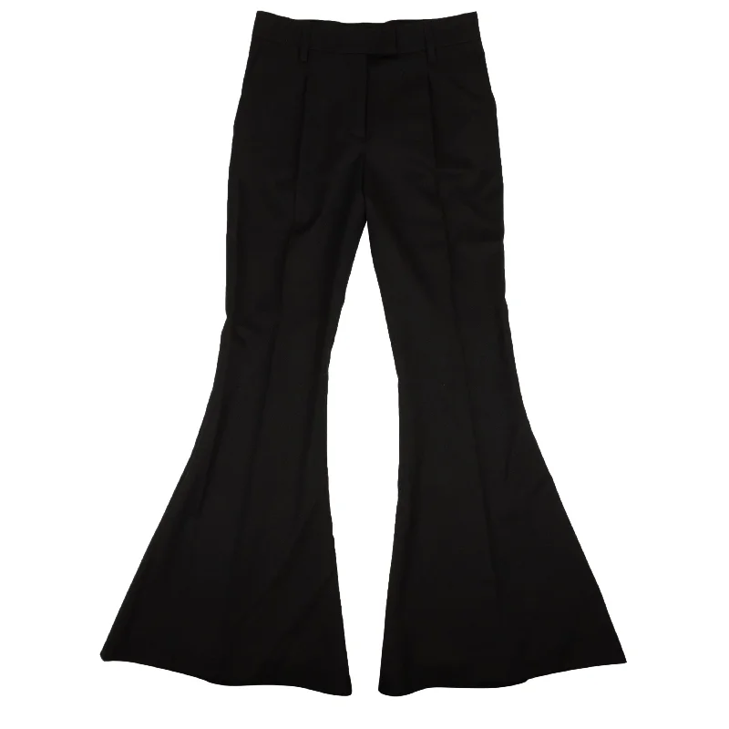 Black Cotton Bell Buttom Casual Pants Comfortable Pleated Pants
