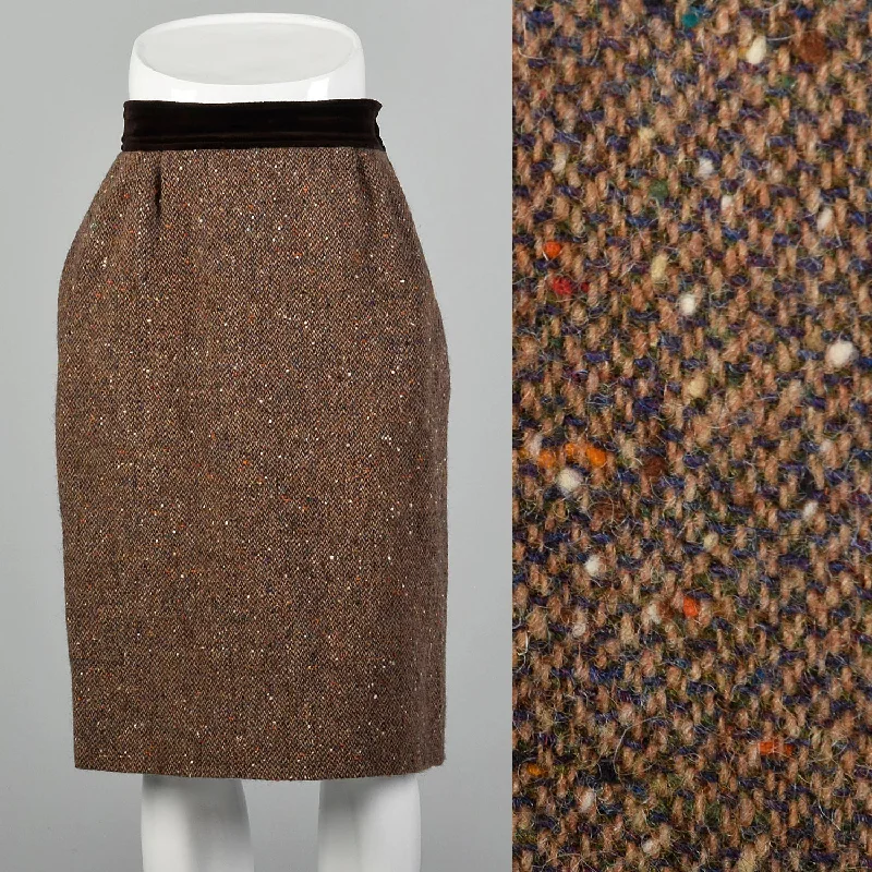 Medium Valentino Boutique 1980s Brown Tweed Skirt velvet skirt luxury
