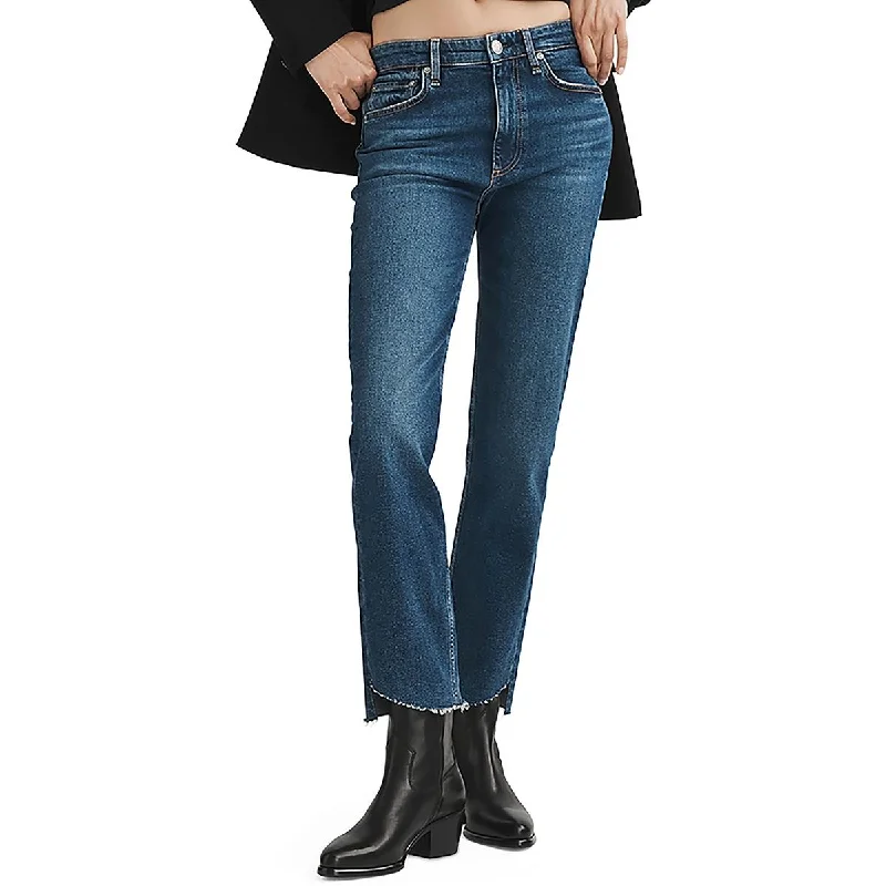 Rag & Bone Womens Harlow Pocket Denim Straight Leg Pants Casual Plaid Pants