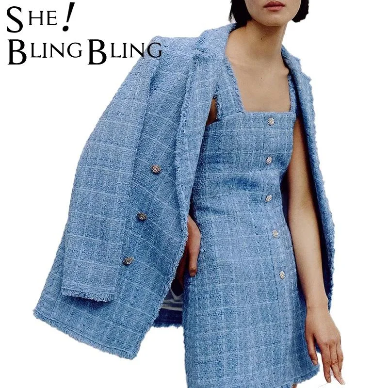SheBlingBling Women Vintage Blue Blazers Ladies Elegant Thick Blazer Jackets Casual Female Loose Suit Girls Chic Jacket Nylon Jacket Polyester Jacket Spandex Jacket
