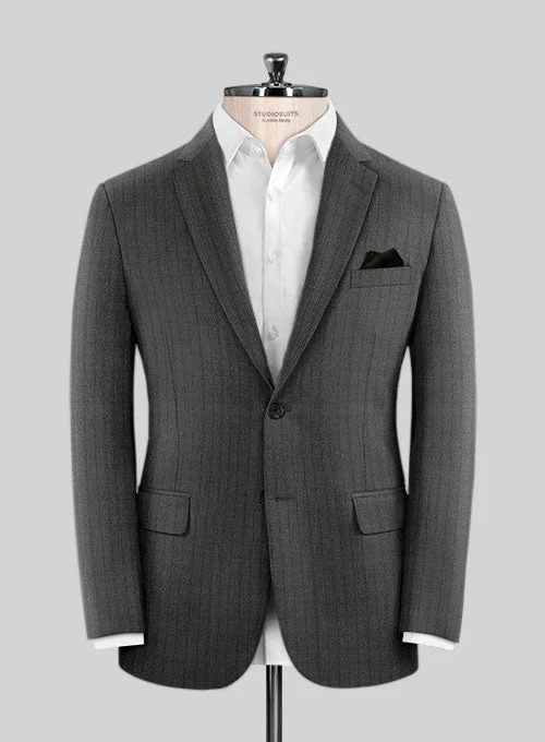 Lanificio Zegna Ispino Gray Stripes Wool Jacket Insulated Jacket Fitted Jacket Loose Jacket