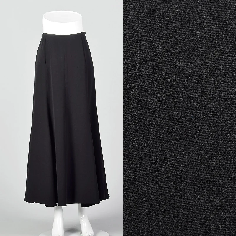 1990s Giorgio Armani Black Maxi Skirt with Mermaid Hem chiffon skirt floaty