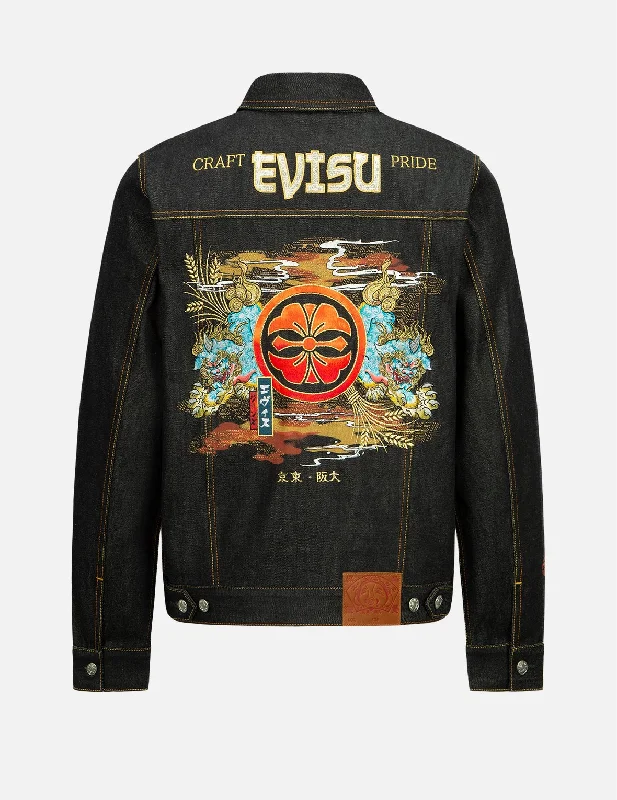 Komainu Duo Embroidered Denim Jacket Oversized Jacket Tailored Jacket Straight Jacket