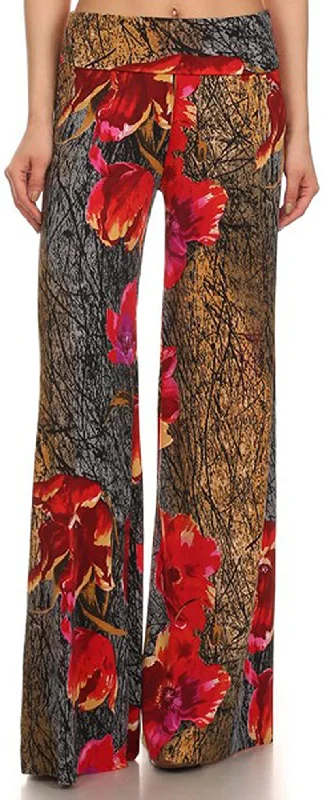 Yelete Women's High Waist Wide Leg Palazzo Pants with Foldover Waist Band Cozy Jogger Leggings