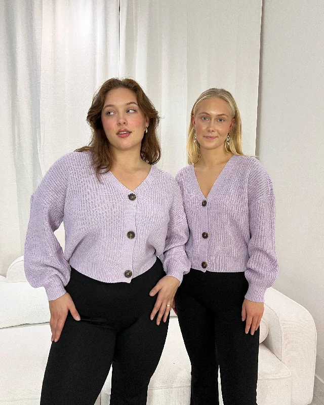 Vero Moda cardigan lea ls v-neck pastel lilac Glossy Satin Silk