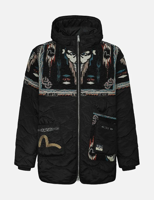 Chimayo Tapestry Jacquard　Relax Fit Quilted Jacket Fleece Fabric Down Fabric Feather Fabric