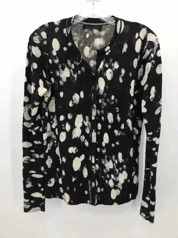 Pre-Owned Escada Black Size Medium Cardigan Sweater Open Front Closed Front Wrap Front