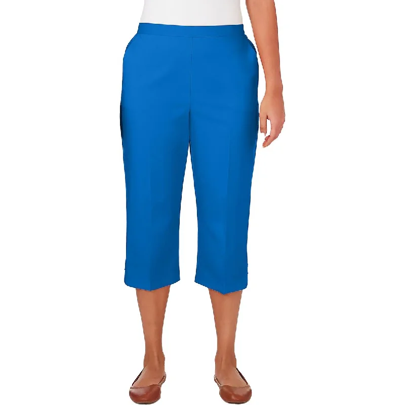 Alfred Dunner Womens Neptune Beach Pocket Cotton Stretch Capri Pants Classic Chino Pants