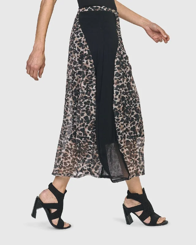 Adriana Midi Skirt, Leopard corduroy skirt durable