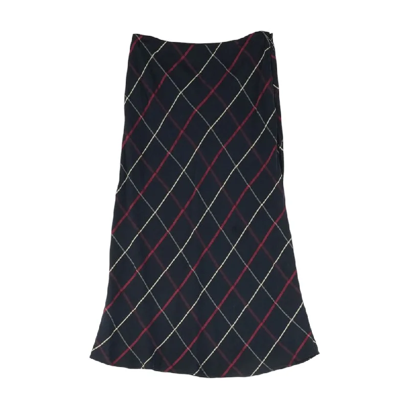 Black Plaid Midi Skirt silk skirt luxurious