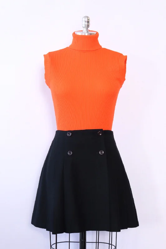 Black Buttoned Mini Skirt S low waist skirt