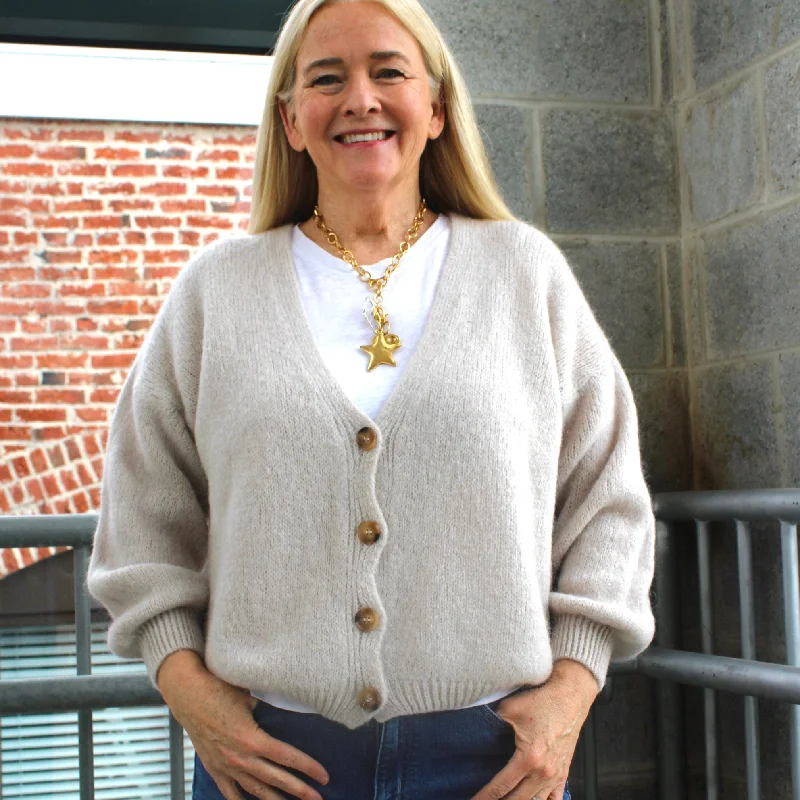 Anna Buttoned Cardigan Spandex Rayon Corduroy